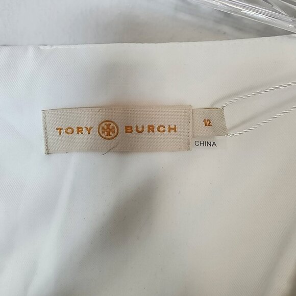 Tory Burch White Textured Sleeveless Sheath Dress Size 12 NWT $275 Cotton Blend - Picture 4 of 7